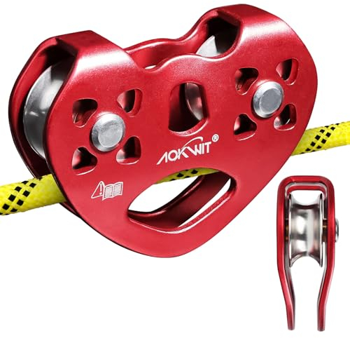 Zipline Riemenscheibe 25KN Aluminium Edelstahl Roller Tandemgeschwindigkeit Dual Trolley Seile 8-13mm Zipline Trolley für Kabel & Seil Heavy Duty Rettung Klettern Schleppen Hinterhof Zipline