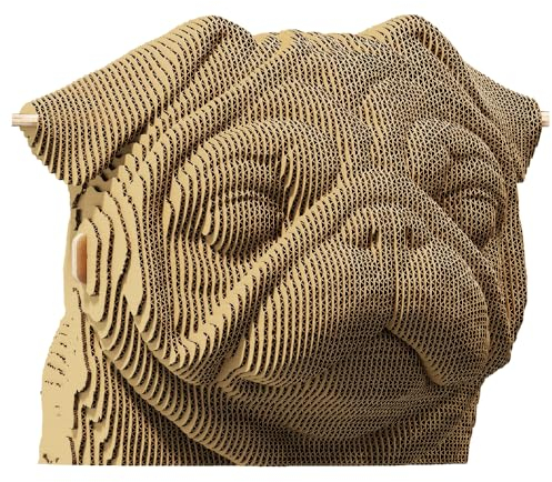 CARTONIC 3D-Puzzle-Set – Pug – Hund – 3D-Puzzle aus Karton – Der Karton verwandelt sich in eine Figur in Relief – alle Altersgruppen – 96 Stück Cardboard 3D Jigsaw Puzzle