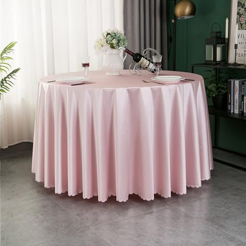 Lukery Nappe Ronde Lavable, Satin Nappe de Table Essuyable Anti-Taches, Nappe pour Cuisine Jardin Exterieur Restaurants (160cm,Rose pâle)