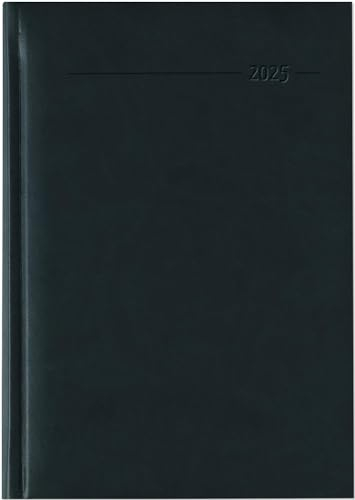 Buchkalender Tucson schwarz 2025 - Büro-Kalender A5 - Cheftimer - 1 Tag 1 Seite - 352 Seiten - Tucson-Einband - Termin-Planer - Zettler