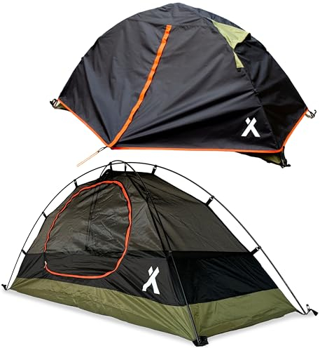 Bear Grylls 1 Person Wander- & Rucksackzelt - 3 Jahreszeiten Ultraleichtes, wasserdichtes Zelt für Camping mit Regenfliege und Fußabdruck - Schwarz