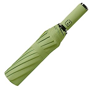 dijiusidy Large Reverse Folding Umbrella with LED Flashlight Windproof UV Parasol Umbrellas Sunproof Sunshade for Sun Rain Day, No LED/Green