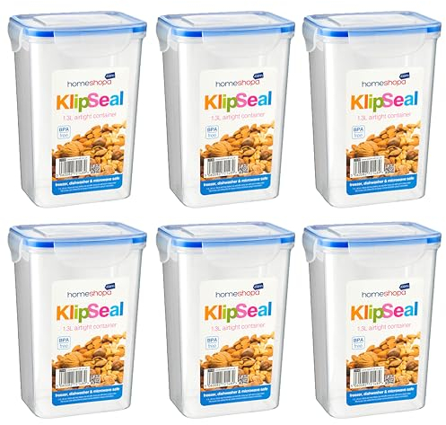 HOMESHOPA Airtight Food Storage Container Set, 6 Pack Kitchen & Pantry Organization, BPA-Free, Plastic Canisters with Durable Lids for Rice Cereal Oats Flour Sugar