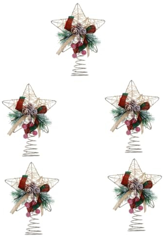 Cabilock 5 STK Weihnachtsbaumspitze Stern Blumengirlandendekorationen Kreuz Dekorationen Feendekorationen Star-Accessoires Rustikale Hochzeitsdekorationen Kreuzdekor Zubehör Pentagramm Holz