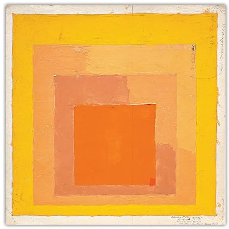 KEYGEM Josef Albers Poster Farbverlauf Quadratische Wandkunst Josef Albers Drucke Josef Albers Gemälde Leinwand für Zuhause Wandkunst Dekor Bild 50x50cmx1 Kein Rahmen