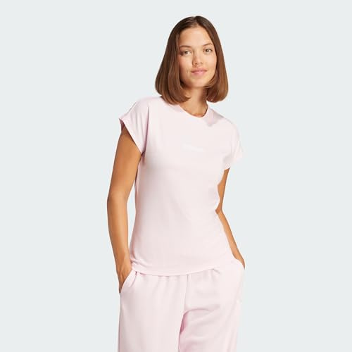Adidas Damen Essentials LINEAR Cotton T-Shirt, Clear pink/White, XXL