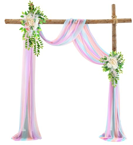 DEZYPZAM Hochzeit Vorhang Hochzeitsbogen | Hochzeitsbogen Hängevorhänge | Hochzeit Vorhang | für Hochzeitsdekoration Hintergrund Voile Vorhang (Farbe,2.5x19.7 ft)