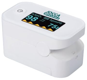 JOCCA - Oxímetro dedo profesional | Pulsioxímetro | Pulsometro| Mide la saturación de oxígeno en sangre y el pulso de adultos de forma no invasiva. Jocca-Pharma. (Blanco)