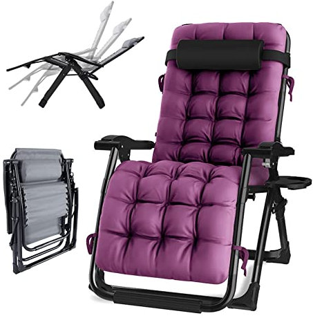 LFNXOVXF Zero Gravity Loungesessel, Sonnenliegen für den Garten, Terrassenliege, Klappbarer Liegestuhl, gepolsterter Sitz, Kissen, Relaxsessel für Sport, Hof, Terrasse, Rasen, Cam