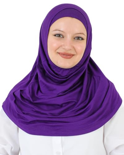 Prien Chic Hijab für Damen, Muslim Kopftuch Untertuch Set, Lange Kopftücher Kleid Frauen, Schal Für Gebetskleidung Abaya, Muslimische Kleider Für Ramadan Hajj (Purpur)