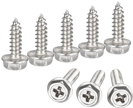 sourcing map Phillips Hex Washer Self Tapping Screws, M3 x 10mm 304 Stainless Steel Hex Flange Sheet Metal Screw 25pcs
