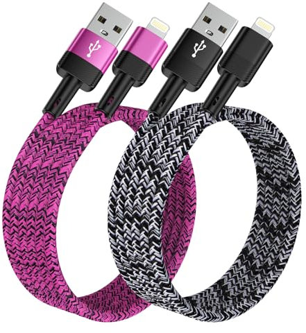 iPhone Lightning Cable 6FT/1.83M 2Pack Premium Nylon Fast Charging Cable for iPhone 14 13 12 11 Pro Max XS XR X 8 7 6 Plus 5 SE, iPad - USB A-pple Charger Lead