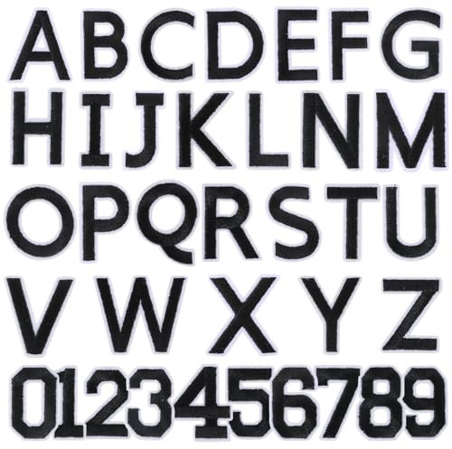 72 Stück Buchstaben zum Aufbügeln Iron on Letters Patches Aufnäher mit Buchstaben Und Zahlen zum Aufbügeln Buchstaben A-Z, Zahlen 0–9 Buchstaben Aufbügeln Bestickte Aufnäher zum DIY Kleidung Hüte Jean