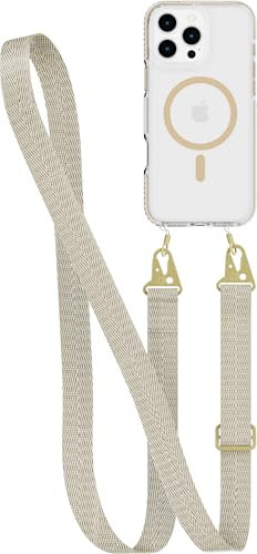 Tech21 EvoCrystal with Crossbody for iPhone 16 Pro Max - Compatible with MagSafe - Impact Protection Case 15x Military Standard Tested - With CrossBody Lanyard -in Gold
