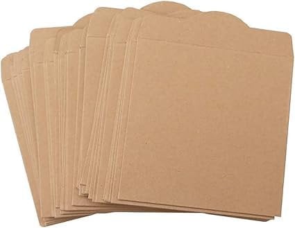 25 Pcs Retro Kraft Paper CD DVD Sleeves Envelopes Cardboard Storage Cases Holder DVD Cases Square CD Storage Bag Media Storage(Brown)