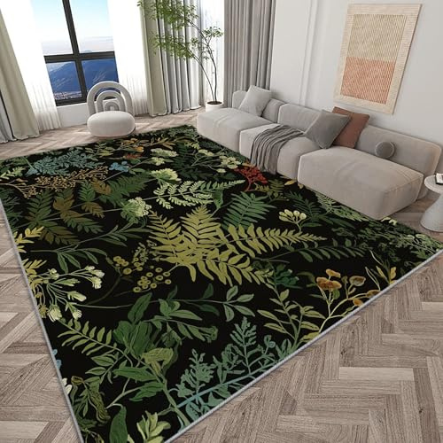 Generisch Teppich William Morris-Stil Pflanzen Moos Blätter 160x230 cm Wohnzimmer Teppich Rutschfester Weicher Kurzflor-Teppich Muster Boden Teppich Dekoration Schlafzimmer Bodenmatte