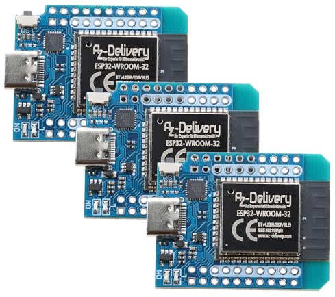 AZDelivery 3X ESP32 D1 Mini NodeMCU WiFi Modul ESP 32 Bluetooth Internet Entwicklungsboard mit USB-C Anschluss kompatibel mit Arduino und kompatibel mit Wemos D1 Mini inklusive E-Book!