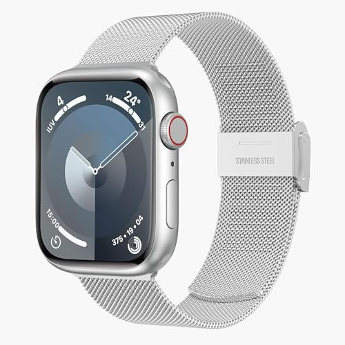 Meliya Cinturino per Apple Watch 44mm 45mm 46mm 49mm 42mm 41mm 40mm 38mm, Cinturino in Metallo a Acciaio Inossidabile per iWatch/Apple Watch Series 10 9 8 7 6 5 4 3 2 1 SE Ultra