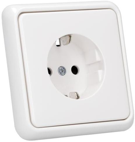 JUNG Serie CD SCHUKO Steckdose Safety Set Alpinweiß | mit CD1520KIWW SCHUKO Steckdose mit Berührungsschutz, CD581WW Rahmen 1-fach