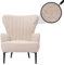 Lounge-Sessel HWC-K37, Cocktail-/Ohrensessel Polsterstuhl Retro Vintage Stoff Chenille (500g/m²) Öko-Tex - Creme-beige