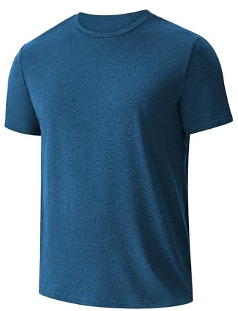 Weardear Sport Shirt Männer Outdoor Laufshirt Schnelltrocknend Atmungsaktiv Funktionsshirt Herbst Leicht Sport Tshirts Rundhals Kurzarmshirt Dunkelblau M