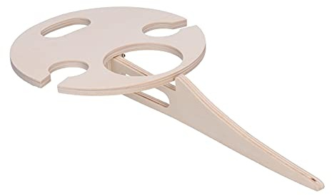 Phefop Table de camping pour pique-nique, portable, pliable, porte-verres à vin, table en bois pour le camping, les voyages – Peut contenir 2 verres et une bouteille de vin – Idéal pour les