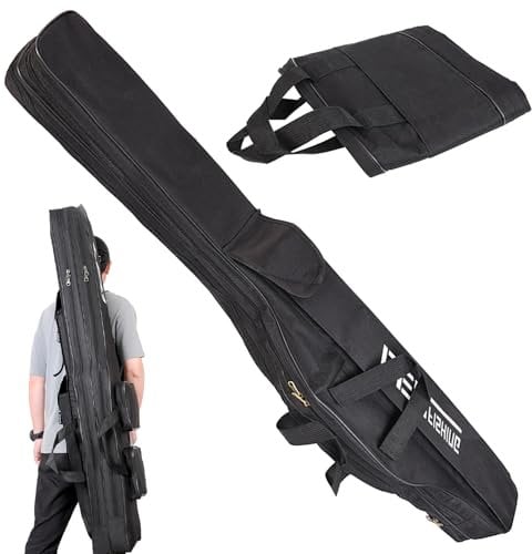 BORDEAG Borsa da pesca a 3 strati, borsa per canna da pesca, borsa per canna da pesca, borsa pieghevole per canna da pesca, borsa da pesca, borsa da pesca per canne da pesca, Nero , No