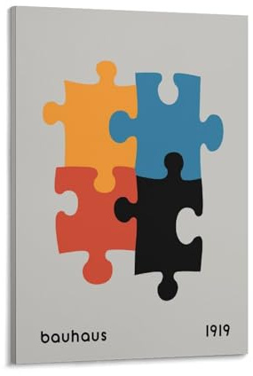 LZTEN Bauhaus-Poster, geometrisches Puzzle-Poster, Bauhaus 1919, Kunstdruck, Bauhaus Weimar 1923, Bauhaus-Poster, geometrischer Druck, Rahmen, 30 x 45 cm