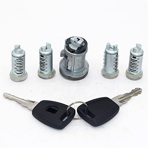 Gruppo cilindro serratura, BTFWM 5 pezzi set completo serratura bagagliaio porta accensione con chiavi a lama GT15R cilindro cilindrico, for Fiat, Punto Panda Stilo 2001-2010 3040Z-10