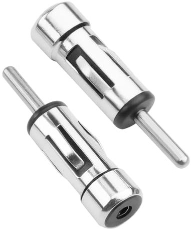 Adattatore Antenna Autoradio, Radio Auto DIN Maschio a Femmina ISO per Veicoli Connettore Accoppiamento Spinotto per AM FM Convertitore Amplificatore Segnale Stereo Universal Argento 2 Pacchi