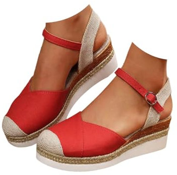 Sandalias Plataforma Mujer Esparto Cuña Cerradas Sandalias Comodas Alpargatas Verano Cierre De Hebilla De Vestir Casual Yute Sandalia Elegantes Moda Flexibles Zapatos Antideslizantes Fiesta Novia 2025