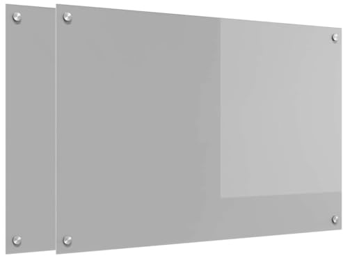 vidaXL Küchenrückwand 2 stk. Hellgrau 90 x 60 cm Gehärtetes Glas