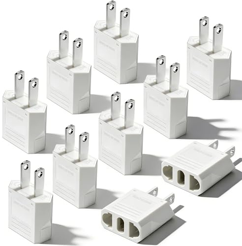 Reiseadapter 10 Stück, EU to US Adapter, Reiseadapter USA Adapter Steckdose Konverter Stecker Reisestecker US auf EU Steckeradapter Deutschland Europa/Japan/Kanada/Mexiko/Kolumbien Universaladapter