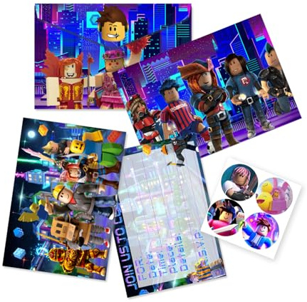 36 Pcs GameRoblox Party Invitations (12 Cards + 12 Envelopes + 12 Stickers), Party Invites Supplies