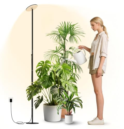 AJABotanics Pflanzenlampe LED Vollspektrum für Zimmerpflanzen, 60W Pflanzenlicht stehend, 216 cm, dimmbar, 2300–6500K, mit Timer & Fernbedienung, für große Pflanzen und Zimmerbäume