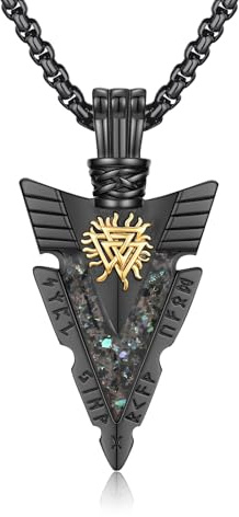 REDSUN Wikinger Pfeil Thors Hammer Kette 925 Sterling Silber ViKing Kreuz Hammer Kreuz Anhänger Keltisches Anhänger Amulett Schmuck für Herren Sohn Jungen Damen Männer Unisex