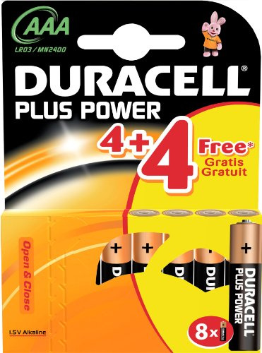 Duracell Plus AAA Alkaline Batteries 4 + 4 Free (8 Pack)