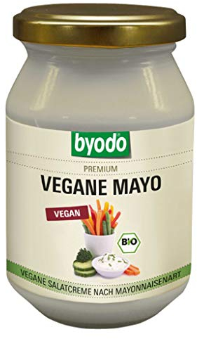 Vegane Bio-Mayonnaise ohne Ei von Byodo - 50% weniger Fett, Ideal für Dips & Dressings, Halal, Koscher, 250 ml