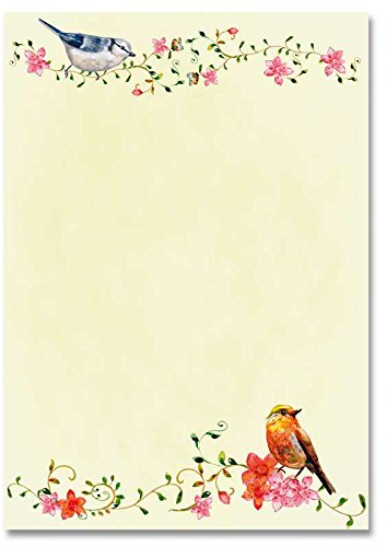 Motivpapier - Briefpapier VOGELGEZWITSCHER 50 Blatt DIN A5 Format 90g/m²