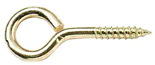 Merriway BH03572 (10 Pcs) EB 40 mm (1.1/2 Inch) Steel Screw-In Eye Brass Plated- Pack of 10 Pieces