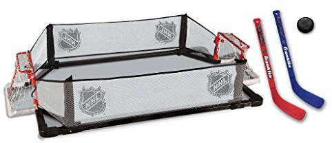 Franklin Sports Kids Knee Hockey Rink Game Set - Indoor Mini Hockey Goals + Kids Sticks Set for Floor + Rug - 36 x 24