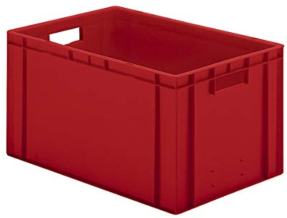 Certeo EURO-Behälter | Rot | Kasten | Polypropylen (PP) | Transportbehälter | 600 x 400 x 320 mm | 5 Stk