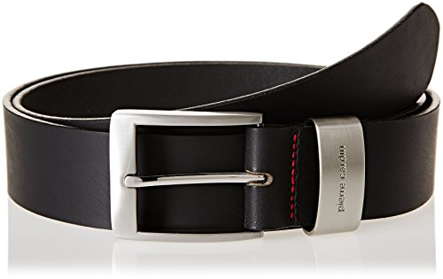Pierre Cardin Leder-Gürtel Herren 40 mm breit, Gürtel Herren Vollrindleder mit Metallschlaufe schwarz, Size:150