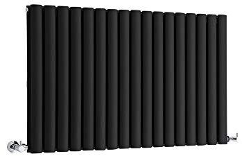 Milano Aruba Black Horizontal Double Oval Panel Radiator - 635mm x 1000mm