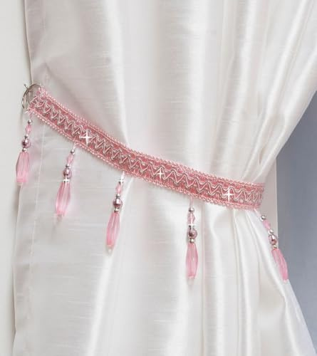 John Aird PAIR (x2) Crystal Beaded Curtain Tie Back (Pink)