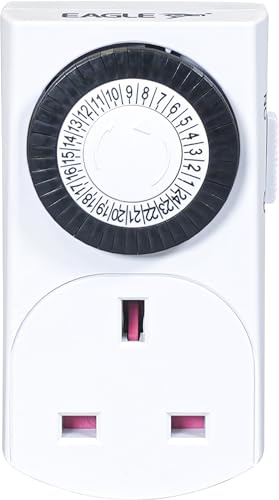Eagle 24 Hour Segment Energy Saving Plug in 230V 13A Timer Switch, Easy to Use and Programme For Security, Festive and Everyday Use