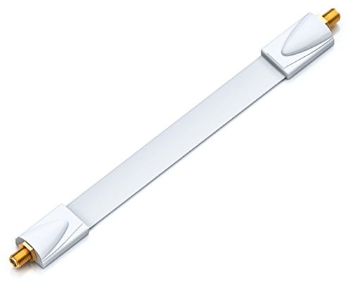 deleyCON 1x Passacavo per Finestra Cavo SAT 21 cm Flessibile Lunghezza 30 cm Accoppiamento Finestre e Porte Pastiglie Adesive Estremamente Piatte - Bianco
