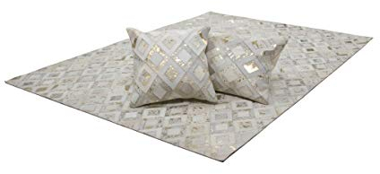 NAZAR Teppich dwena 120 x 170 cm-Hauteur Garn Max. 8 mm-densité 2350 g/m²-100% Leder. Auswirkungen Bestandteile. Handgefertigt, Baumwolle, Elfenbein/Gold, 170 x 120 cm