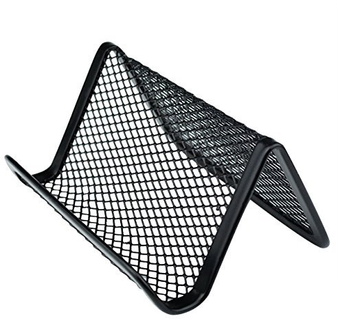 4 PCS Metall Visitenkartenständer Stahl Visitenkartenaufsteller Visitenkartenhalter Schreibtisch Organisator für Namenkarte Visitenkarte, Schwarz