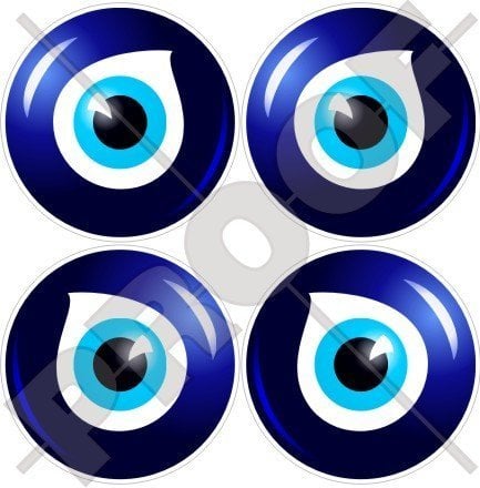 Glücklich Böses Auge, Lucky EVIL EYE Amulett Nizar Griechisch-Türkisch 50mm Auto & Motorrad Aufkleber, x4 Vinyl Stickers